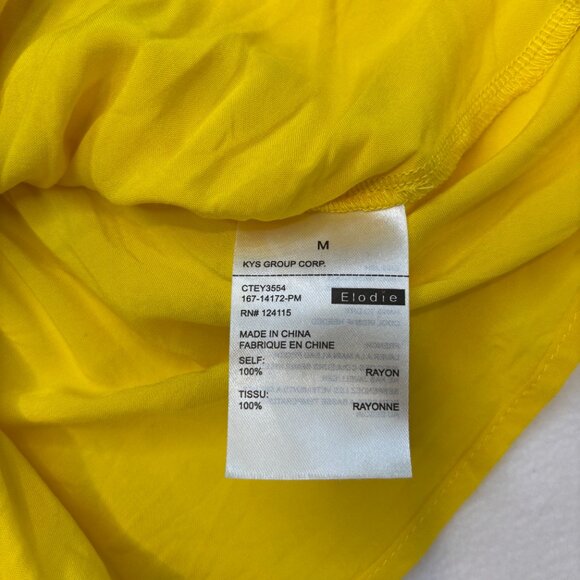 Elodie Women Tank Top Yellow Smocked Square Neck Peplum Medium Excellent - Picture 9 of 10